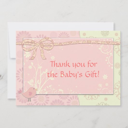 Baby shower Bedankt Opmerking Pink Frilly (Voorkant)