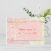 Baby shower Bedankt Opmerking Pink Frilly (Staand voorkant)