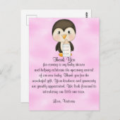 Baby shower Bedankt Penguin Briefkaart (Voorkant / Achterkant)