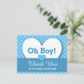 BABY SHOWER BEDANKT Polka Dot V08 BLUE Briefkaart (Staand voorkant)