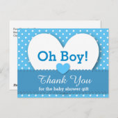 BABY SHOWER BEDANKT Polka Dot V08 BLUE Briefkaart (Voorkant / Achterkant)