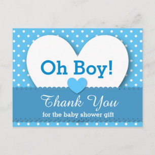 BABY SHOWER BEDANKT Polka Dot V08 BLUE Briefkaart