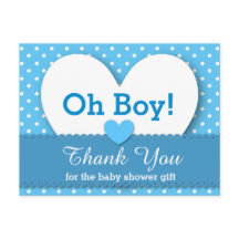 BABY SHOWER BEDANKT Polka Dot V08 BLUE