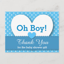 BABY SHOWER BEDANKT Polka Dot V08 BLUE Briefkaart