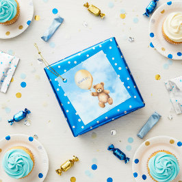 Baby shower bedankt schattige teddybeer in Blue Sk Bedankjes Labels