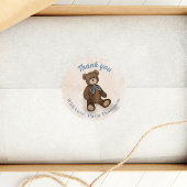Baby shower Bedankt Schattigee teddybeer Ronde Sticker