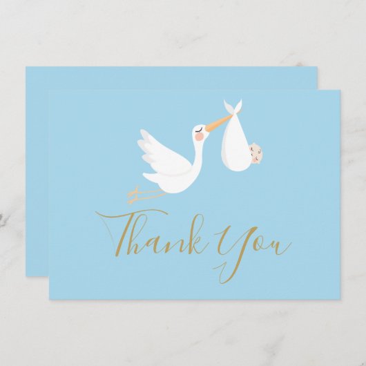 Baby Shower Bedankt Speciale Levering Blauw (Voorkant / Achterkant)