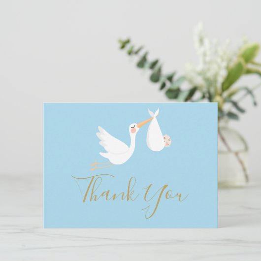 Baby Shower Bedankt Speciale Levering Blauw (Staand voorkant)