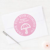 Baby shower Bedankt stickers met roze paraplu (Envelop)