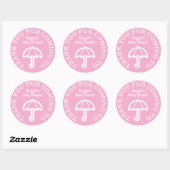 Baby shower Bedankt stickers met roze paraplu (Vel)