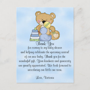 Baby shower Bedankt Teddy Bear Briefkaart