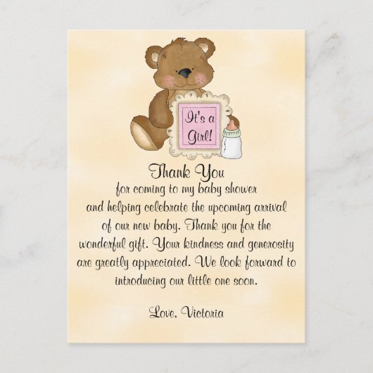 Baby shower Bedankt Teddy Bear Briefkaart (Voorkant)