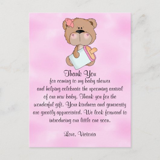 Baby shower Bedankt Teddy Bear Briefkaart (Voorkant)