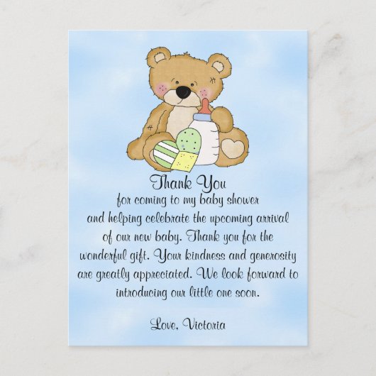 Baby shower Bedankt Teddy Bear Briefkaart (Voorkant)