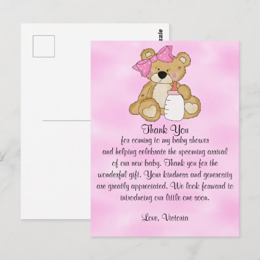 Baby shower Bedankt Teddy Bear Briefkaart (Voorkant / Achterkant)