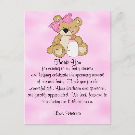 Baby shower Bedankt Teddy Bear Briefkaart (Voorkant)