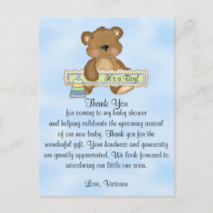 Baby shower Bedankt Teddy Bear Briefkaart
