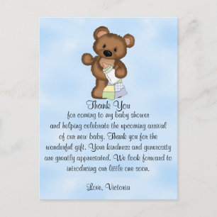 Baby shower Bedankt Teddy Bear Briefkaart