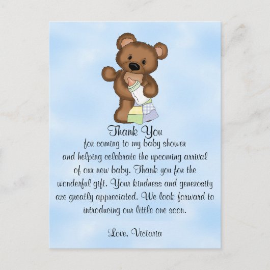 Baby shower Bedankt Teddy Bear Briefkaart (Voorkant)