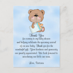 Baby shower Bedankt Teddy Bear Briefkaart