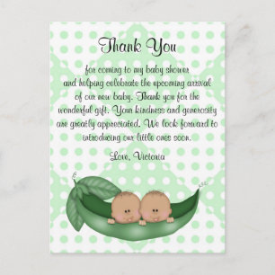 Baby shower Bedankt Twins Peas in a Pod Briefkaart