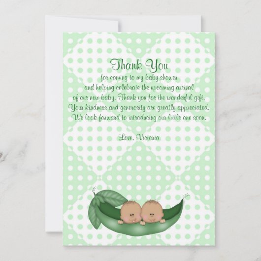 Baby shower Bedankt Twins Peas in a Pod Kaart (Voorkant)