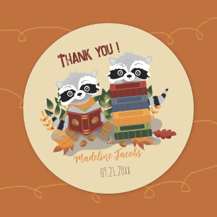 Baby Shower Bedankt Wasberen met Boeken Sticker