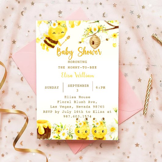 Baby shower Bee Baby shower Kaart