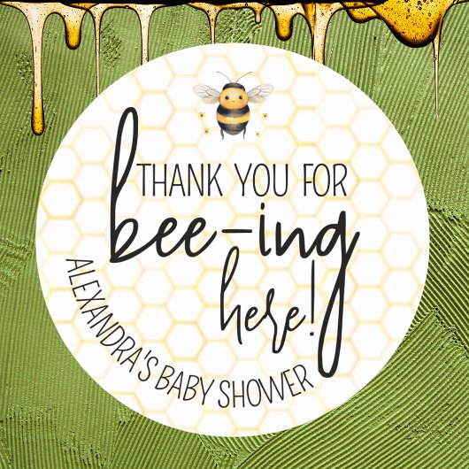 Baby shower Bee Honeycomb Bedankt Favor Ronde Sticker