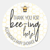 Baby shower Bee Honeycomb Bedankt Favor Ronde Sticker (Voorkant)