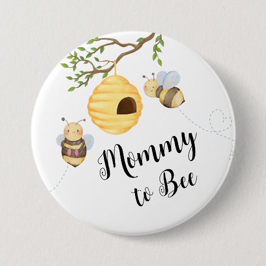 Baby shower Bee Pins - Voeg uw aangepaste naam toe Ronde Button 7,6 Cm (Voorkant)
