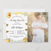 Baby shower Bee Zonnebloem Fotouitnodiging Kaart (Voorkant)
