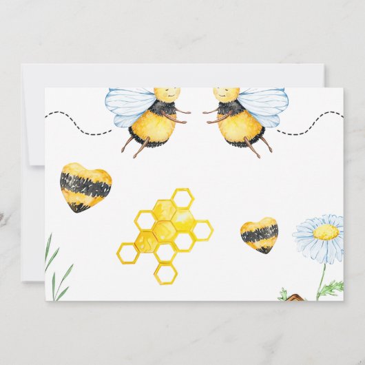 Baby shower Bee Zonnebloem Fotouitnodiging Kaart (Achterkant)