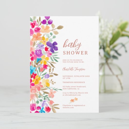 Baby shower beemdwei van geverfde tuinplanten kaart (Staand voorkant)