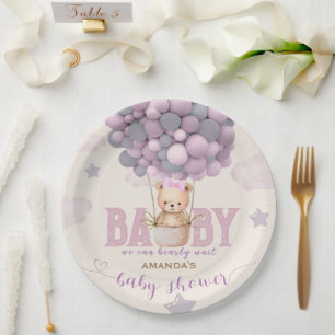 Baby Shower Beer Ballonnen Roze Violet Papieren Bordje