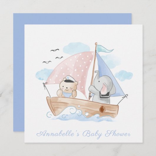 BABY SHOWER : BEER + ELEPHANT KAART (Voorkant / Achterkant)