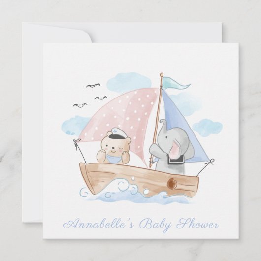 BABY SHOWER : BEER + ELEPHANT KAART (Voorkant)