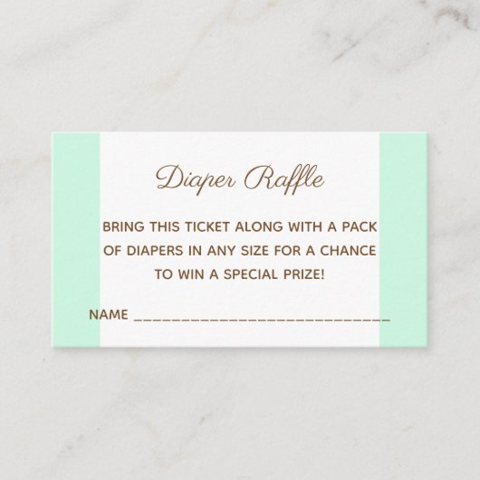 Baby shower Beer Mint Groene Luier Raffle Ticket Informatiekaartje (Voorkant)