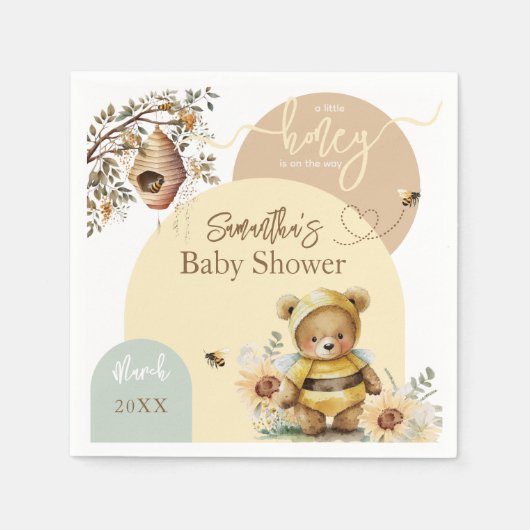 Baby shower Beer van kleine honingbijen Servet (Voorkant)