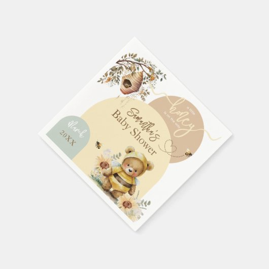 Baby shower Beer van kleine honingbijen Servet (Hoek)