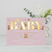 Baby shower Beer van lavendel Folie Uitnodiging (Staand Voorkant)