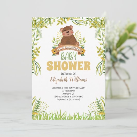 Baby shower Beer Woodland Kaart (Staand voorkant)