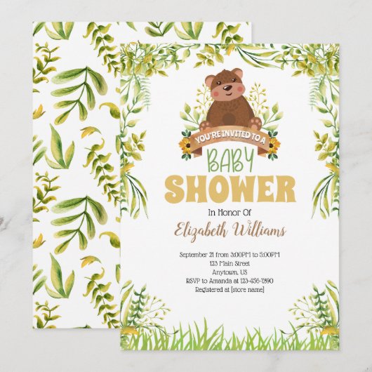 Baby shower Beer Woodland Kaart (Voorkant / Achterkant)