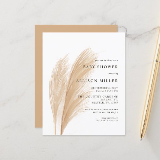 Baby shower begroting Pampas (Voorkant / Achterkant in situ)