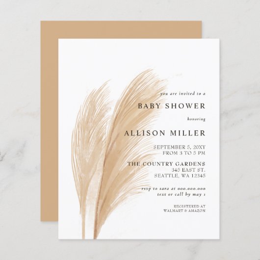 Baby shower begroting Pampas (Voorkant / Achterkant)