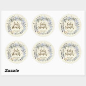baby shower begunstigt stickers Boho Blue Bloemen (Vel)