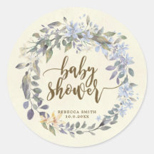 baby shower begunstigt stickers Boho Blue Bloemen