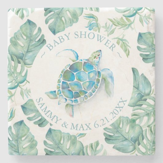Baby shower begunstigt Tropisch Zee Schildpad Stenen Onderzetter (Voorkant)