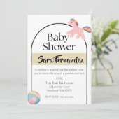 Baby shower beige wit kaart (Staand voorkant)