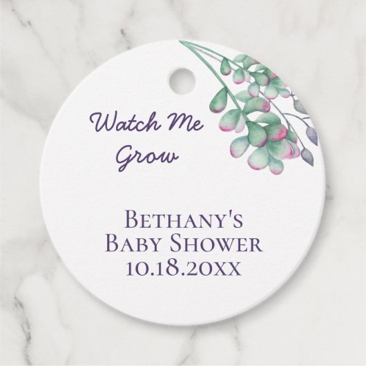Baby shower Bekijk me Grow Waterverf Succulent Bedankjes Labels (Voorkant)